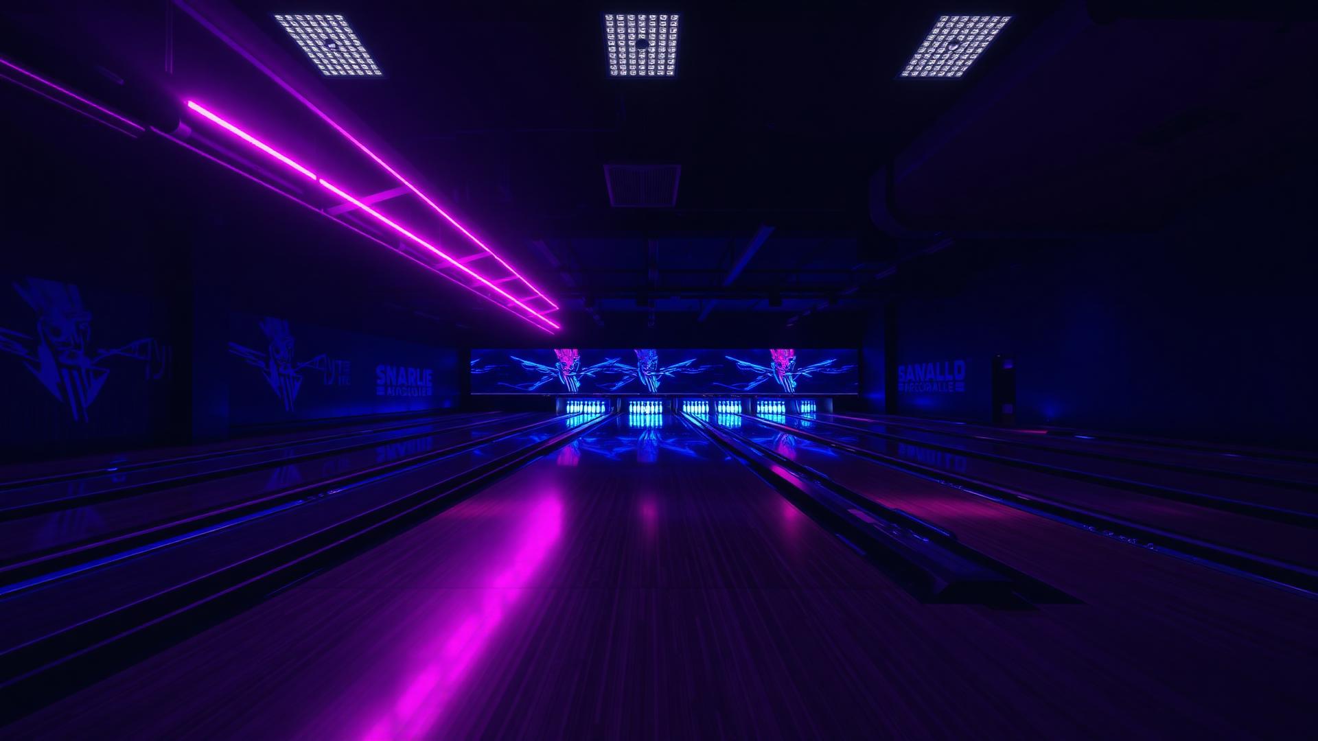 Club 68 neon bowling lanes